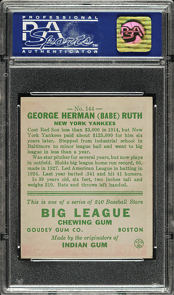 1933 R319 Goudey #144 Babe Ruth PSA EX 5