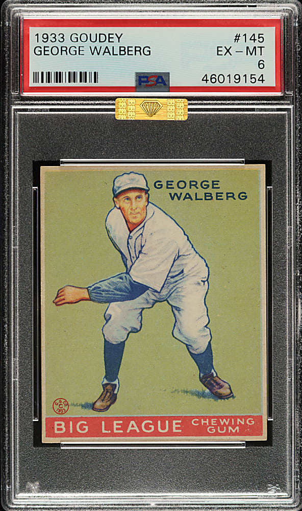1933 R319 Goudey #145 Rube Walberg PSA EX-MT 6 (MBA Gold Diamond)