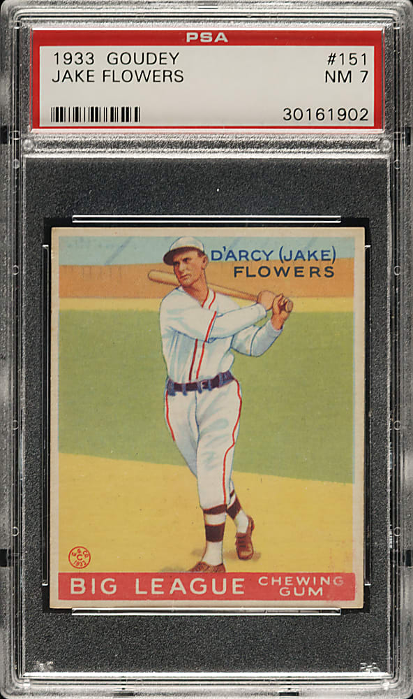 1933 R319 Goudey #151 Jake Flowers PSA NM 7