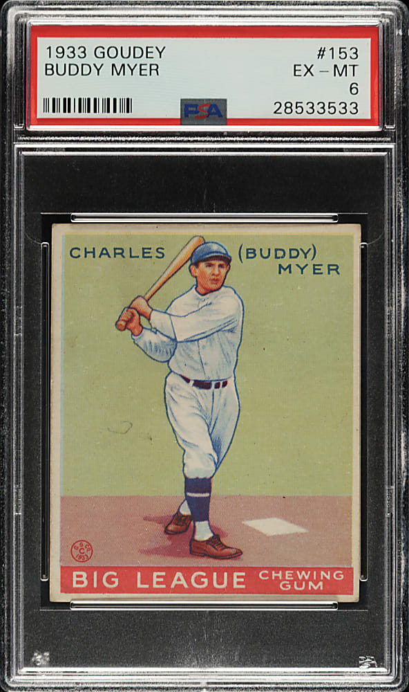 1933 R319 Goudey #153 Buddy Myer PSA EX-MT 6