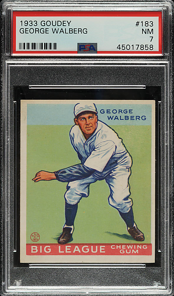 1933 R319 Goudey #183 Rube Walberg PSA NM 7