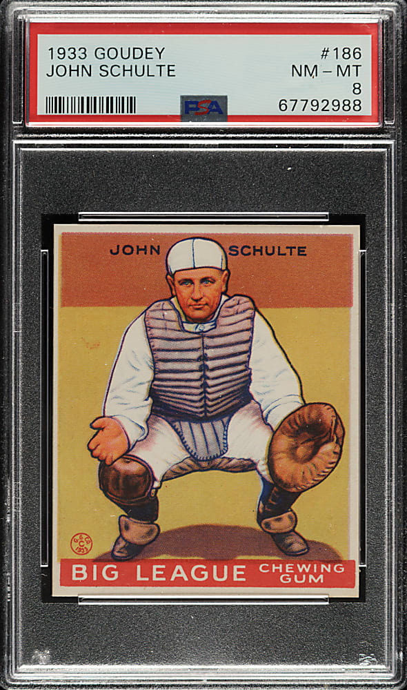 1933 R319 Goudey #186 John Schulte PSA NM-MT 8