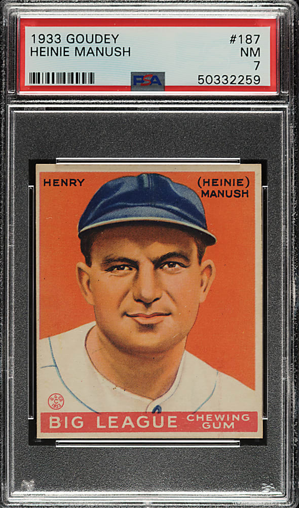 1933 R319 Goudey #187 Heinie Manush PSA NM 7