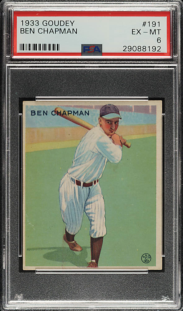 1933 R319 Goudey #191 Ben Chapman PSA EX-MT 6