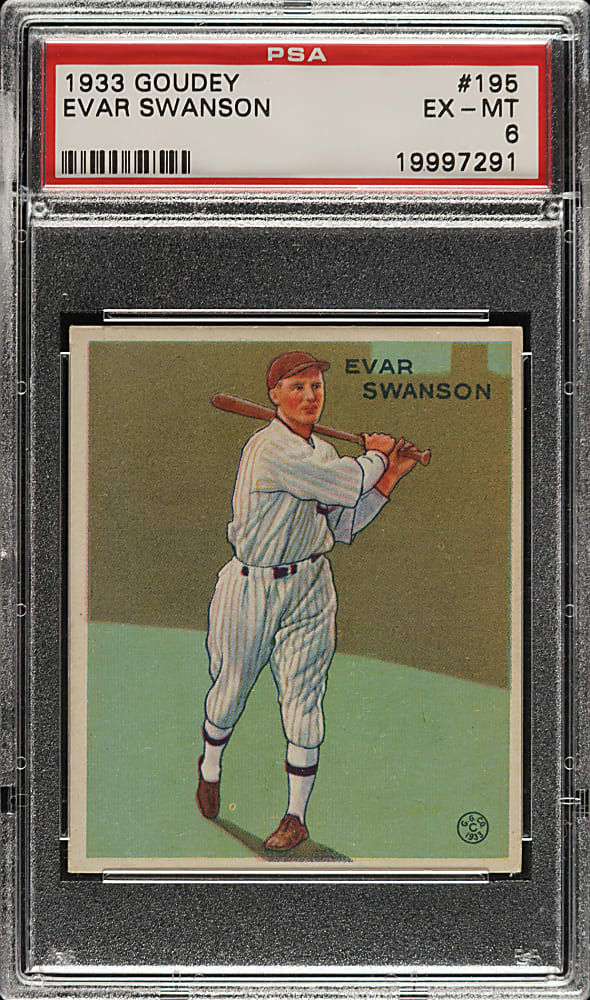 1933 R319 Goudey #195 Evar Swanson PSA EX-MT 6