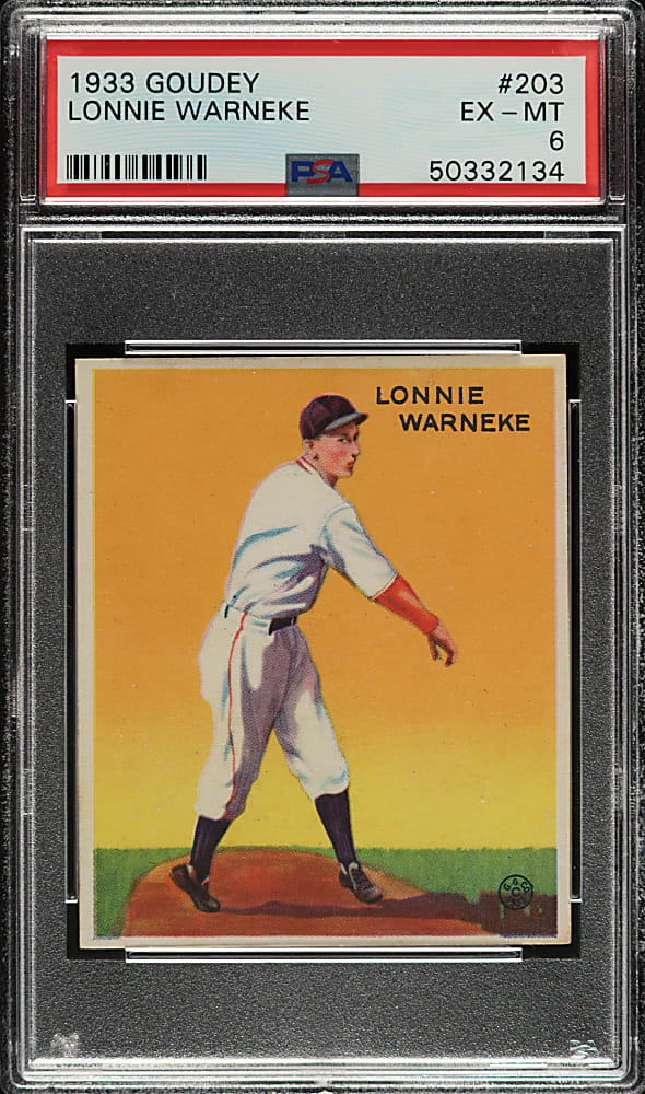 1933 R319 Goudey #203 Lonnie Warneke PSA EX-MT 6
