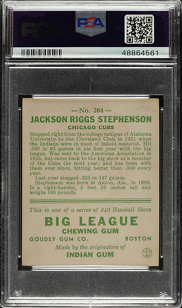 1933 R319 Goudey #204 Jackson Stephenson PSA EX-MT 6