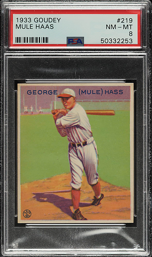 1933 R319 Goudey #219 Mule Haas PSA NM-MT 8 - Highest Graded!