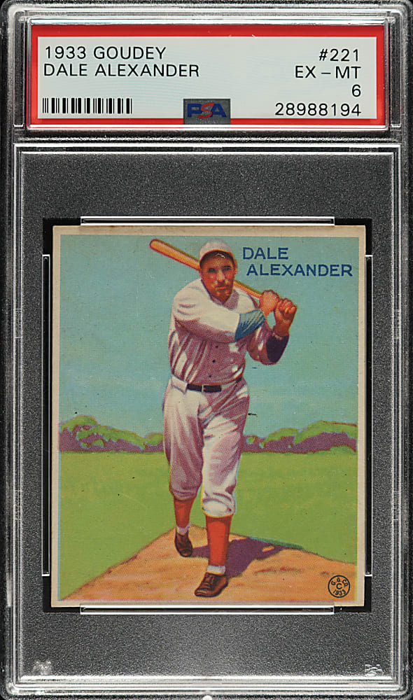 1933 R319 Goudey #221 Dale Alexander PSA EX-MT 6