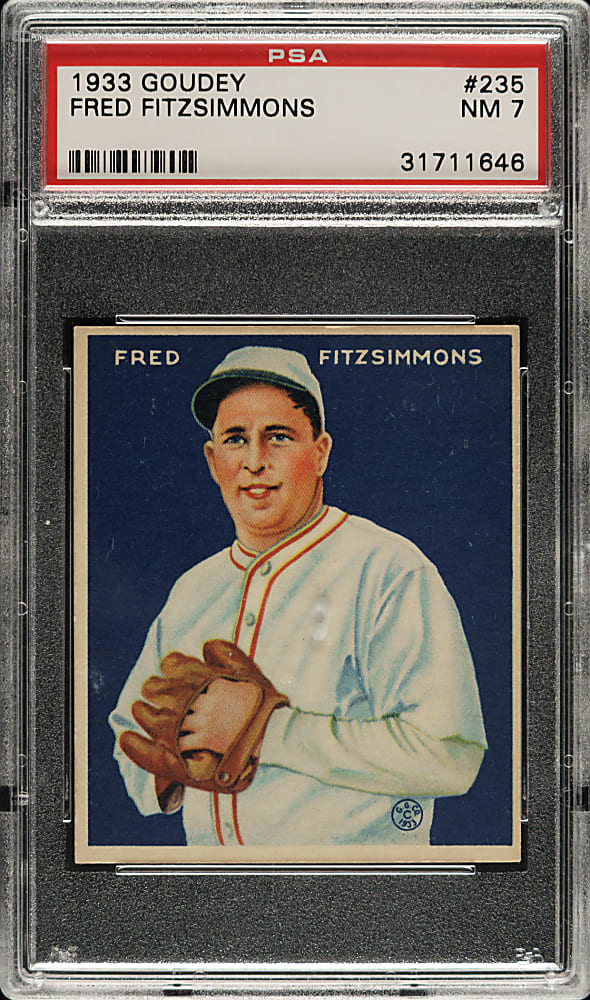 1933 R319 Goudey #235 Fred Fitzsimmons PSA NM 7