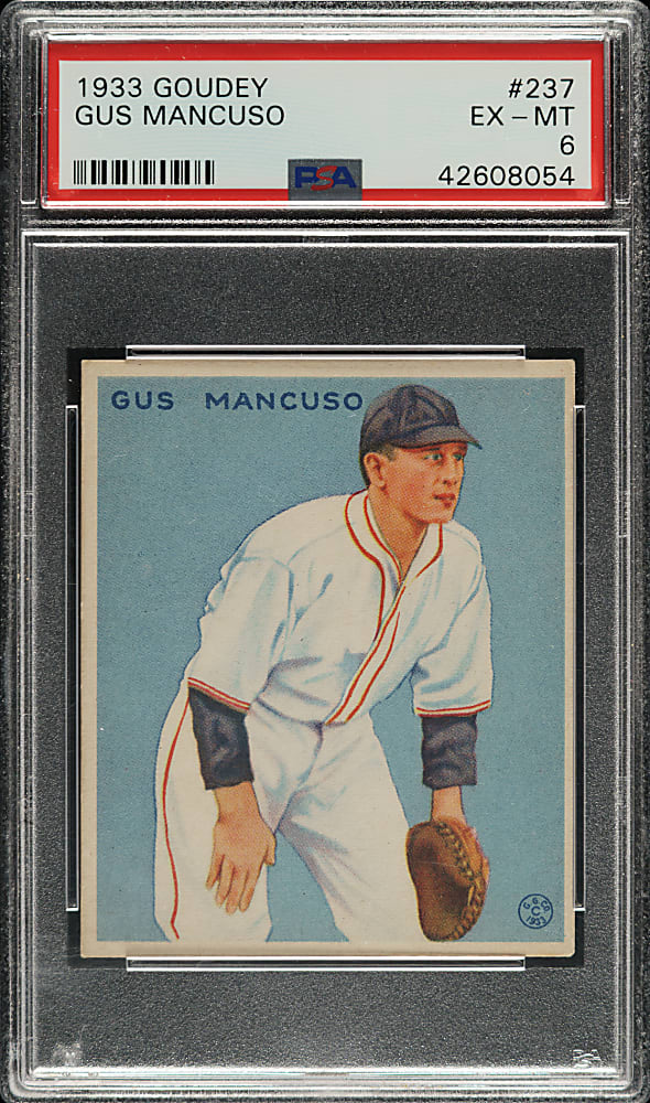 1933 R319 Goudey #237 Gus Mancuso PSA EX-MT 6