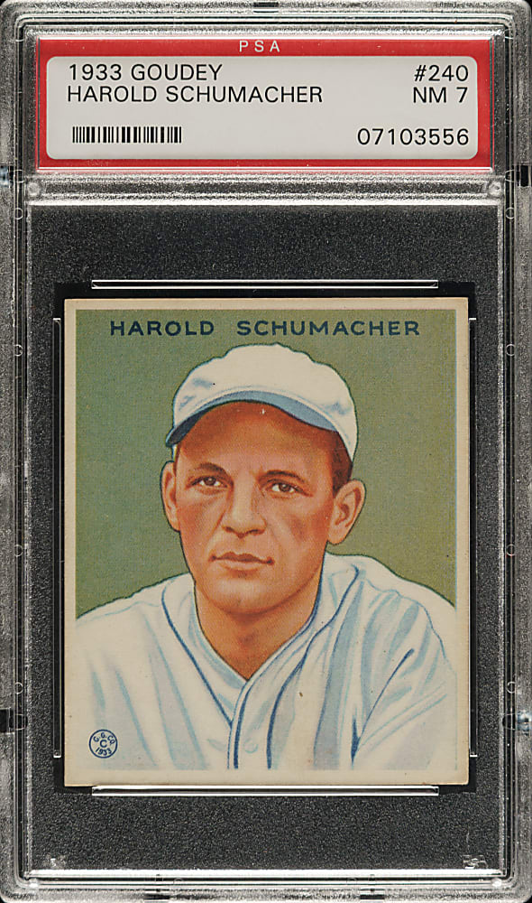 1933 R319 Goudey #240 Hal Schumacher PSA NM 7