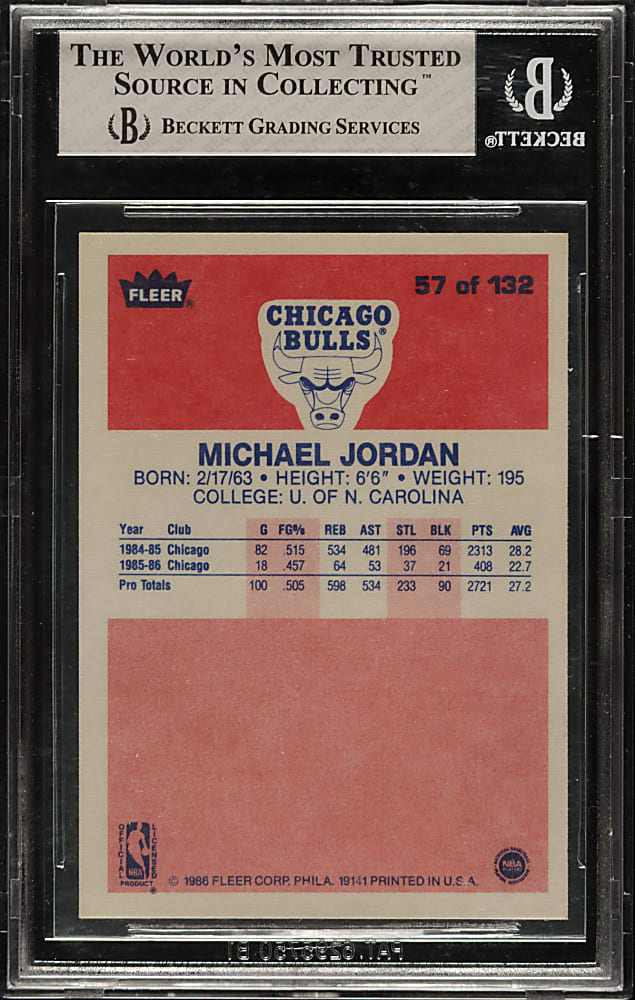 1986-1987 Fleer Basketball #57 Michael Jordan Rookie BGS NM-MT 8