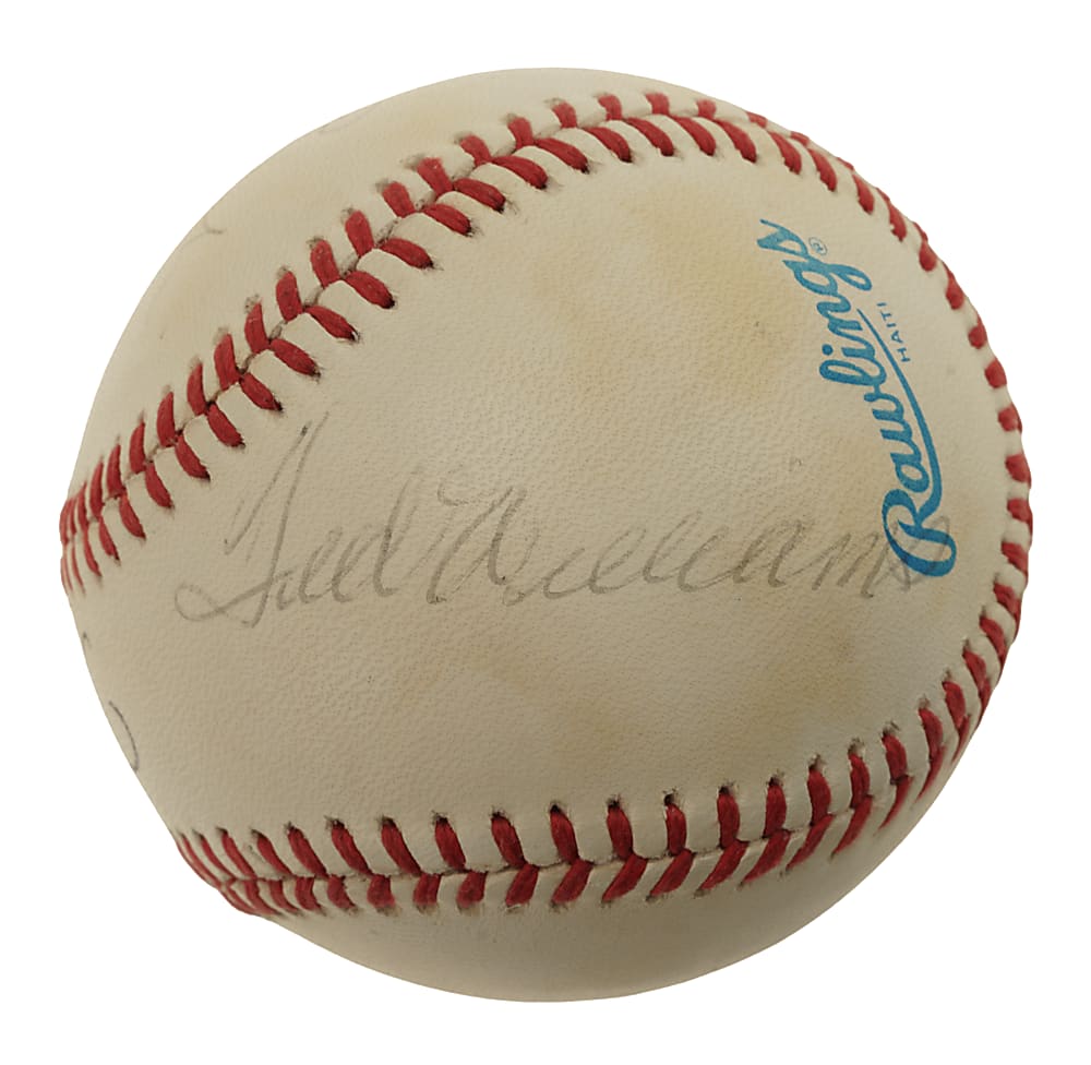 Ted Williams, George H. W. Bush, and Hosni Mubarak Multi-Signed Baseball - JSA