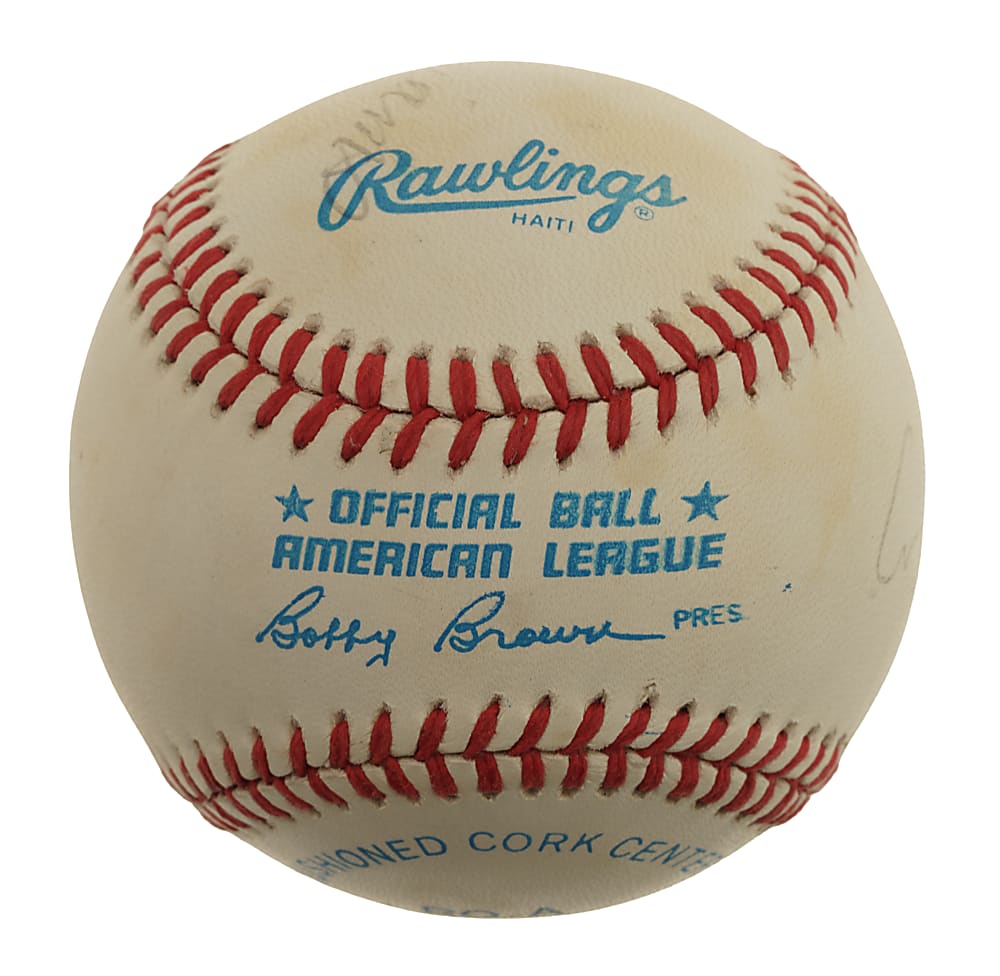 Ted Williams, George H. W. Bush, and Hosni Mubarak Multi-Signed Baseball - JSA