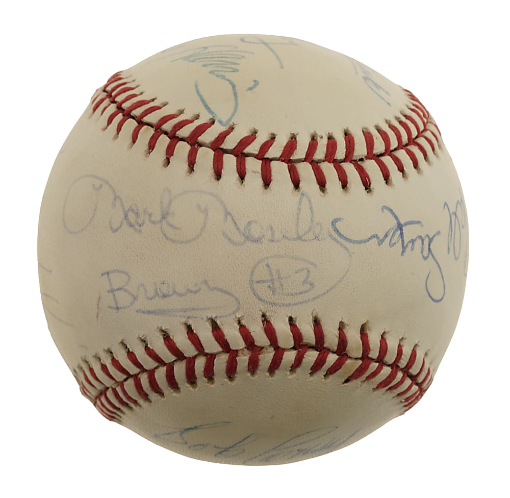Hall of Fame and Stars Multi-Signed Baseball with Cousy, Havlicek, Billie Jean King, and Sayers