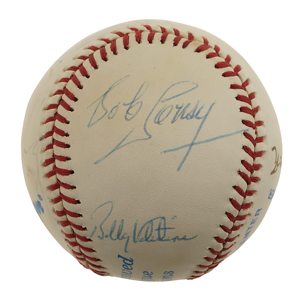 Hall of Fame and Stars Multi-Signed Baseball with Cousy, Havlicek, Billie Jean King, and Sayers
