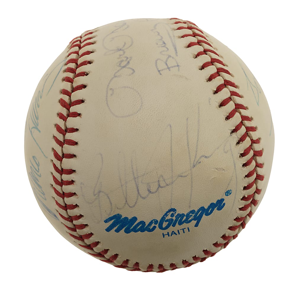 Hall of Fame and Stars Multi-Signed Baseball with Cousy, Havlicek, Billie Jean King, and Sayers