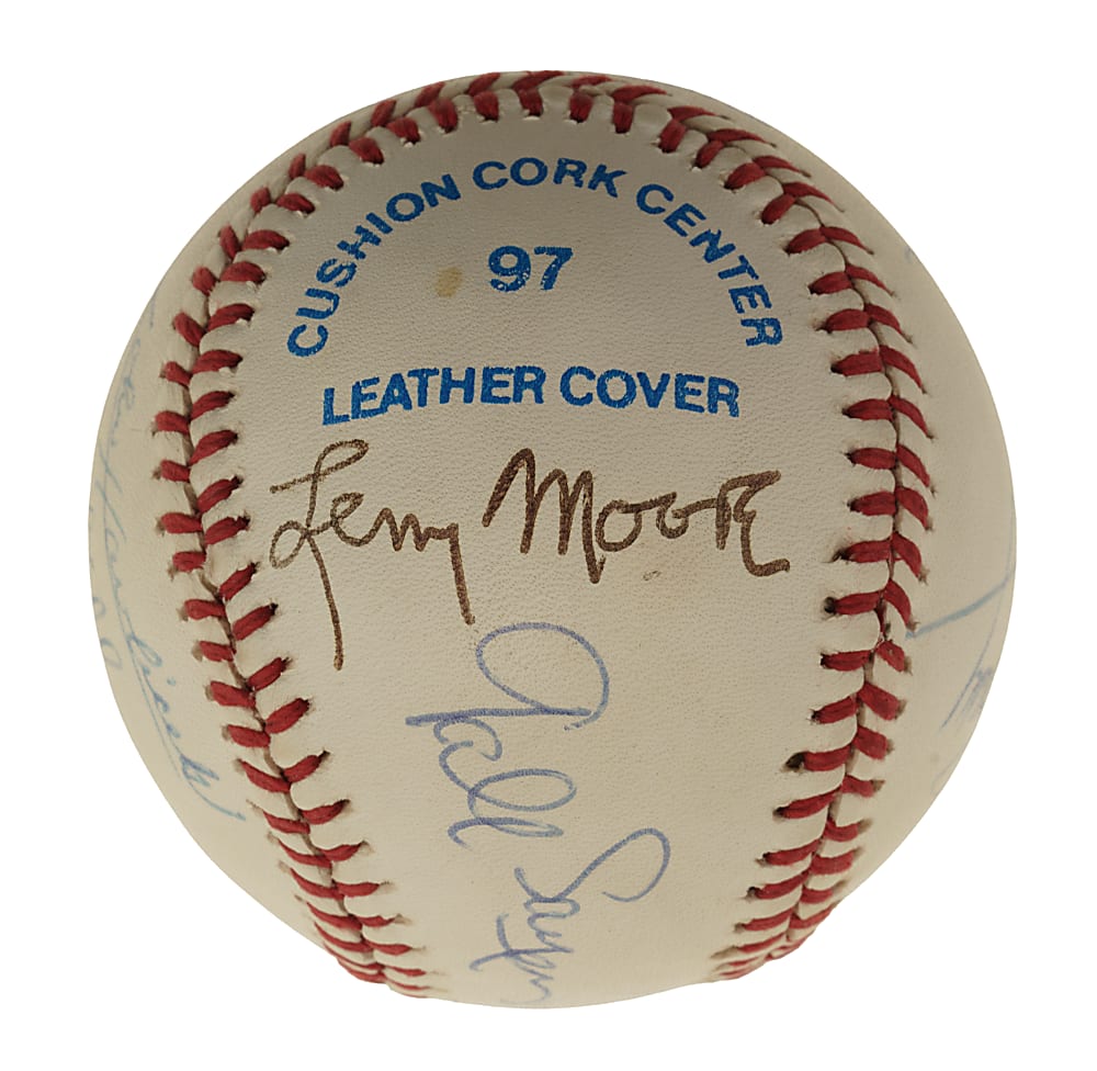 Hall of Fame and Stars Multi-Signed Baseball with Cousy, Havlicek, Billie Jean King, and Sayers