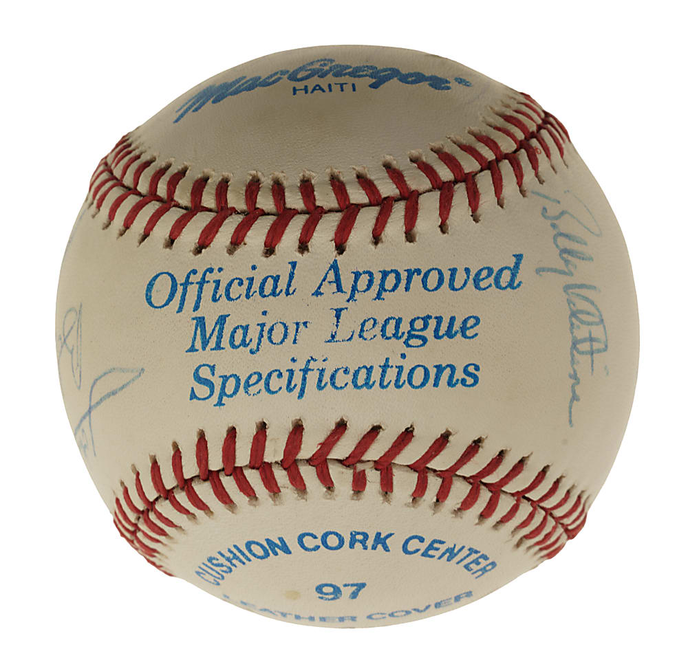 Hall of Fame and Stars Multi-Signed Baseball with Cousy, Havlicek, Billie Jean King, and Sayers