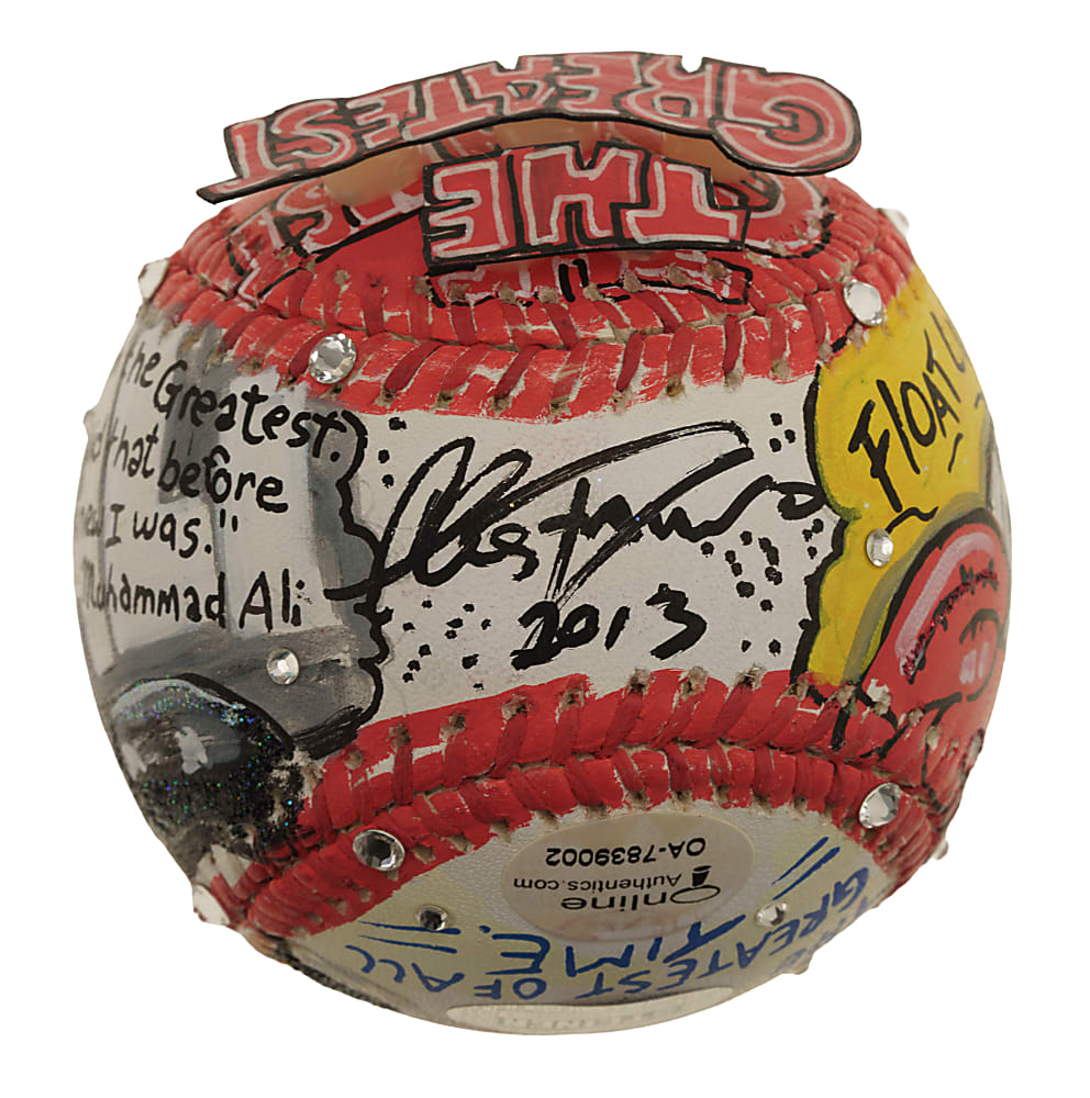 Muhammad Ali Single-Signed Mixed-Media Art Baseball by Charles Fazzino - JSA
