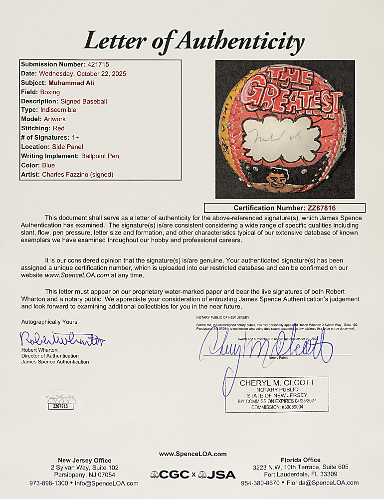 Muhammad Ali Single-Signed Mixed-Media Art Baseball by Charles Fazzino - JSA