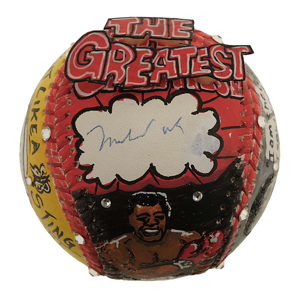 Muhammad Ali Single-Signed Mixed-Media Art Baseball by Charles Fazzino - JSA