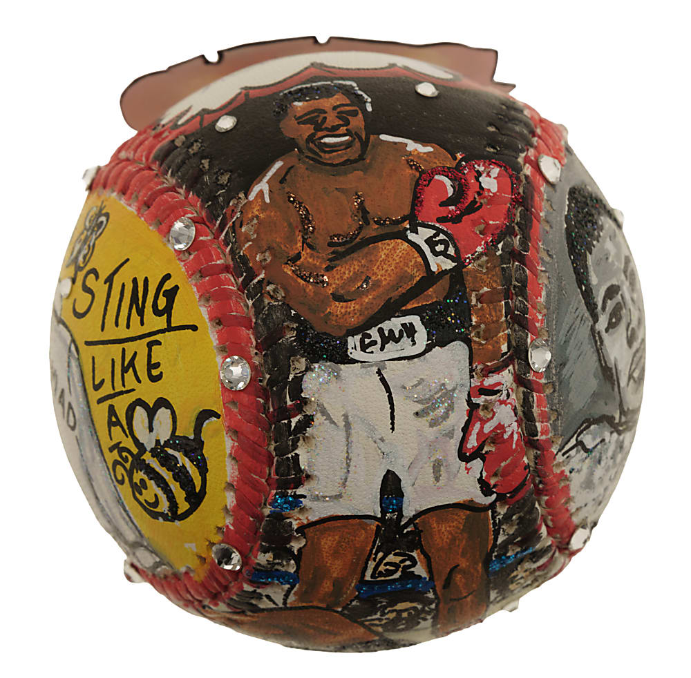 Muhammad Ali Single-Signed Mixed-Media Art Baseball by Charles Fazzino - JSA