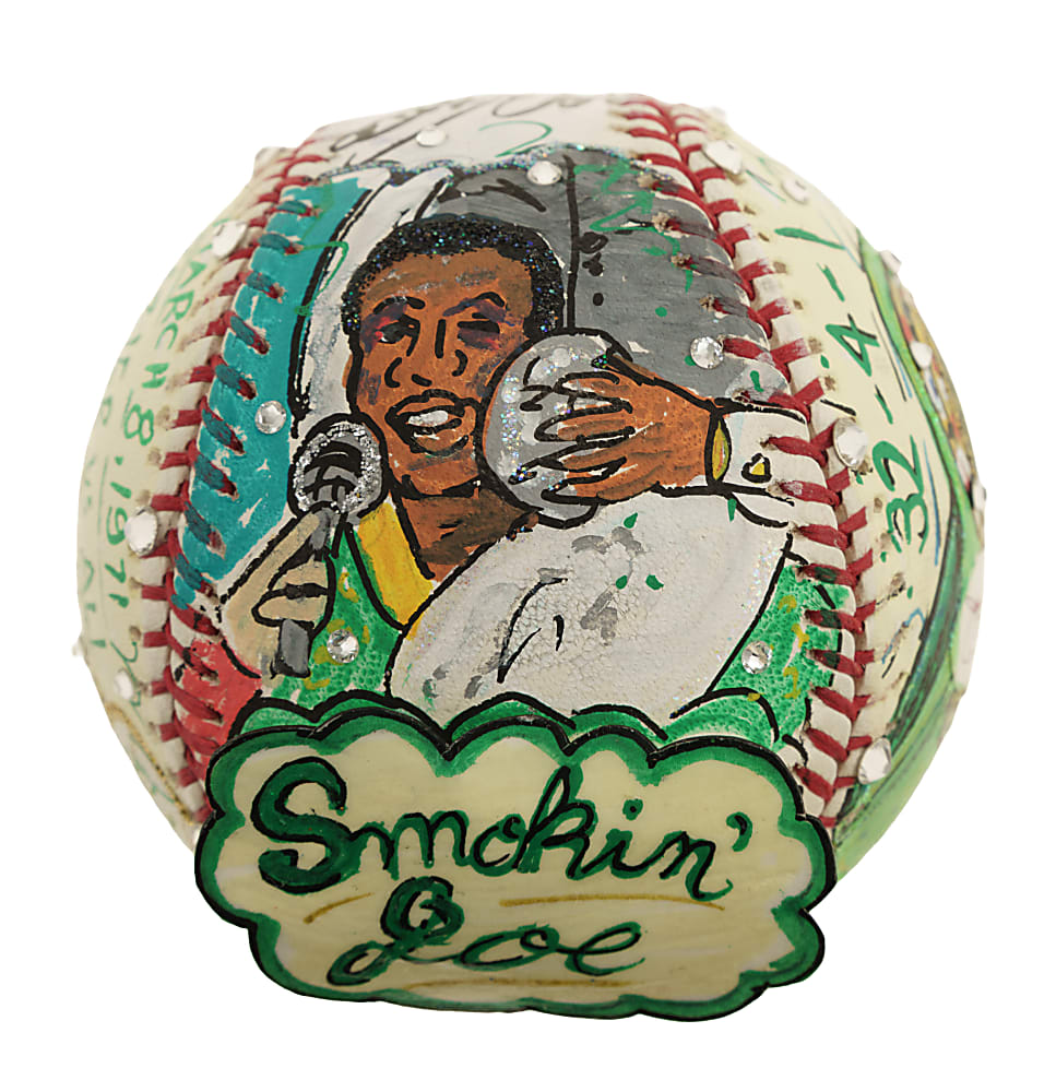 Joe Frazier Single-Signed Mixed-Media Art Baseball by Charles Fazzino - JSA