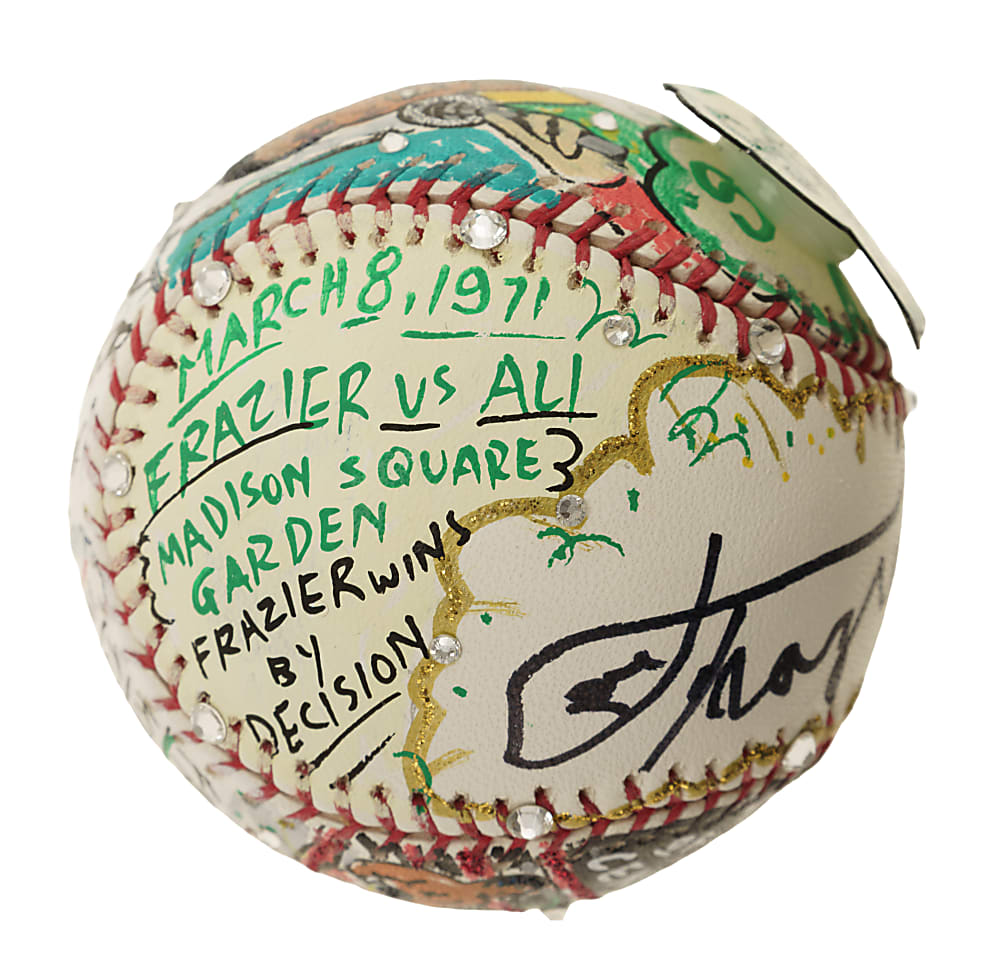 Joe Frazier Single-Signed Mixed-Media Art Baseball by Charles Fazzino - JSA