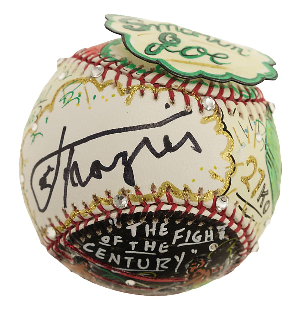 Joe Frazier Single-Signed Mixed-Media Art Baseball by Charles Fazzino - JSA