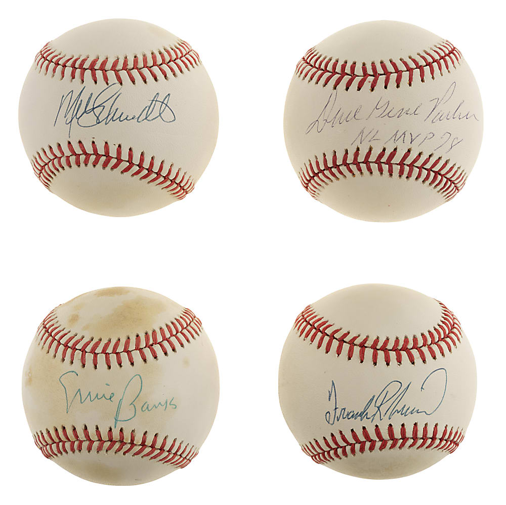 Hall of Fame Single-Signed Baseball Collection (10) Including Ernie Banks, Mike Schmidt, and Dave Parker