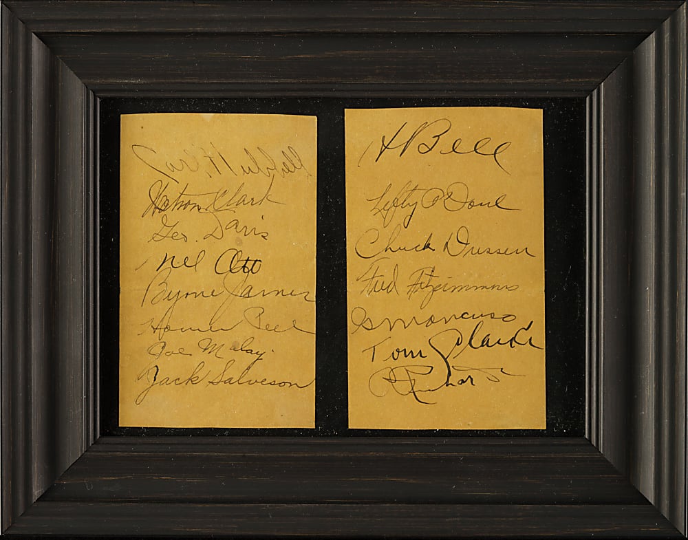 1933 New York Giants World Champions Team-Signed Album Pages with Mel Ott and Carl Hubbell - JSA