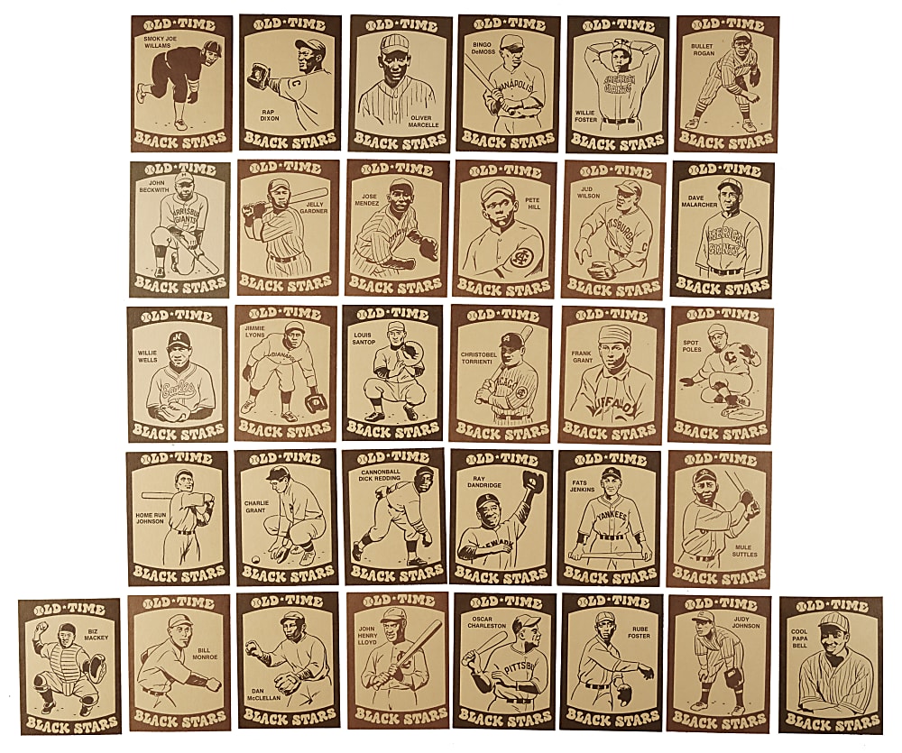 1974 Laughlin Old-Time Black Stars Complete Set (36) Including Satchel Paige and Josh Gibson