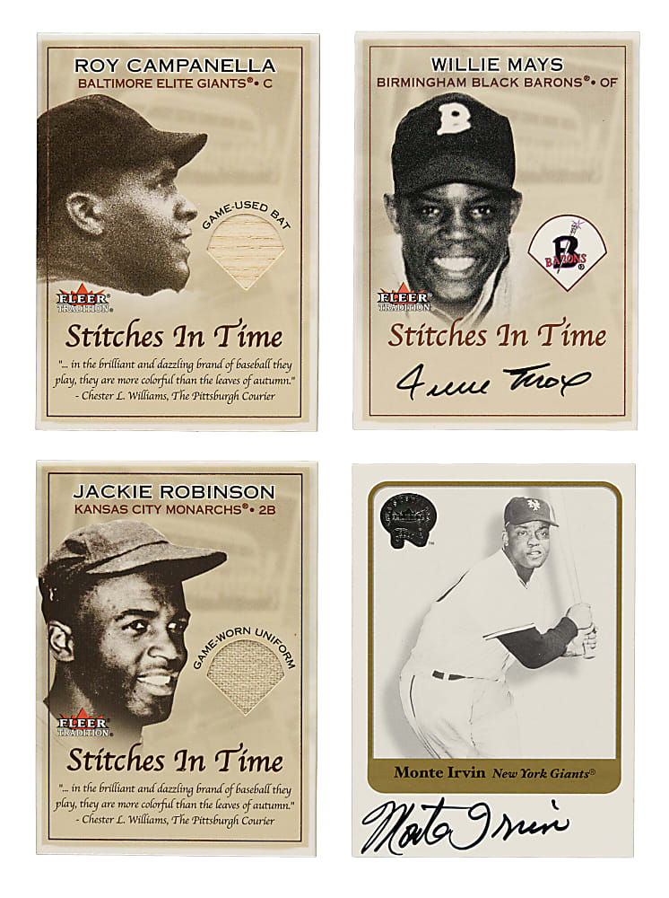 2001 Fleer "Greats of the Game" and Fleer Tradition "Stitches in Time" Autograph and Relic Collection (20) Including Jackie Robinson, Willie Mays, and Roy Campanella