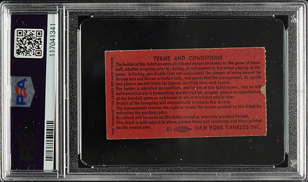 April 14, 1968 New York Yankees (vs. Minnesota Twins) Ticket Stub PSA EX-MT 6 - Bobby Cox MLB Debut - 1 of 1 - Highest Graded!