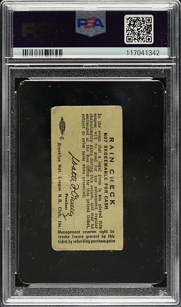 April 12, 1955 Brooklyn Dodgers (vs. Pittsburgh Pirates) Ticket Stub PSA POOR 1 - Roberto Clemente First Game in Pirates Uniform