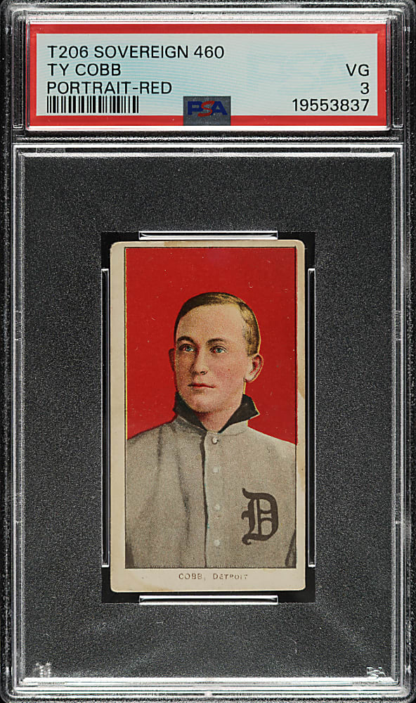1909-1911 T206 White Border Ty Cobb Portrait Red Background PSA VG 3 - Sovereign 460 Back