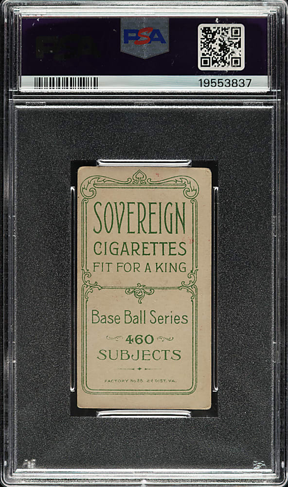 1909-1911 T206 White Border Ty Cobb Portrait Red Background PSA VG 3 - Sovereign 460 Back