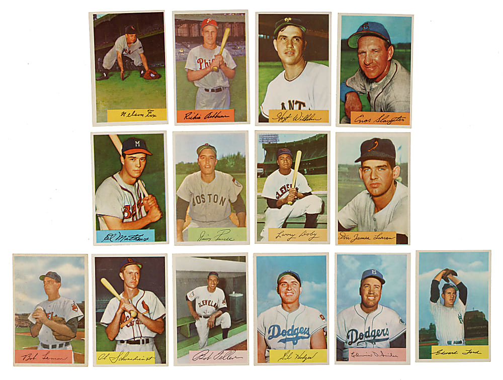 1954 Bowman Complete Set (224) with 49 PSA- and SGC-Graded Cards Including #65 Mickey Mantle PSA EX 5