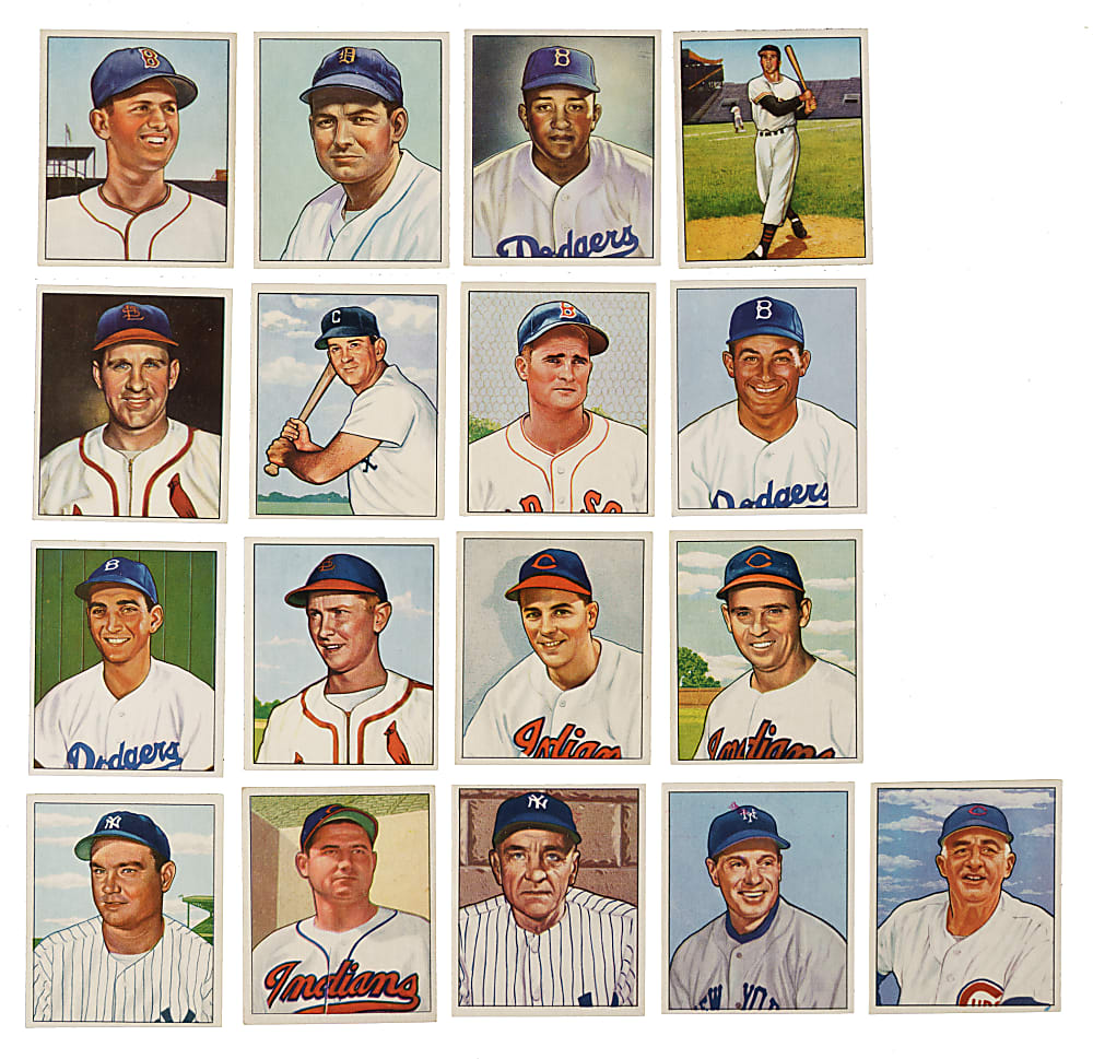 High-Grade 1950 Bowman Near-Complete Set (250/252) with 39 PSA-Graded Cards Including #98 Ted Williams PSA EX-MT 6