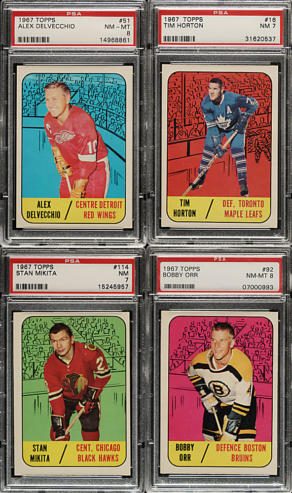 1967-1968 Topps Hockey Complete Set (132) Including 16 PSA-Graded Cards
