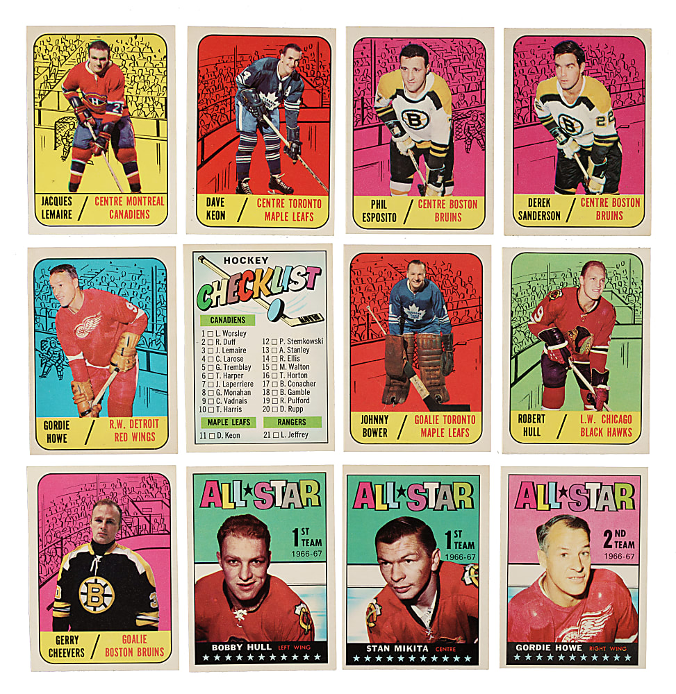 1967-1968 Topps Hockey Complete Set (132) Including 16 PSA-Graded Cards