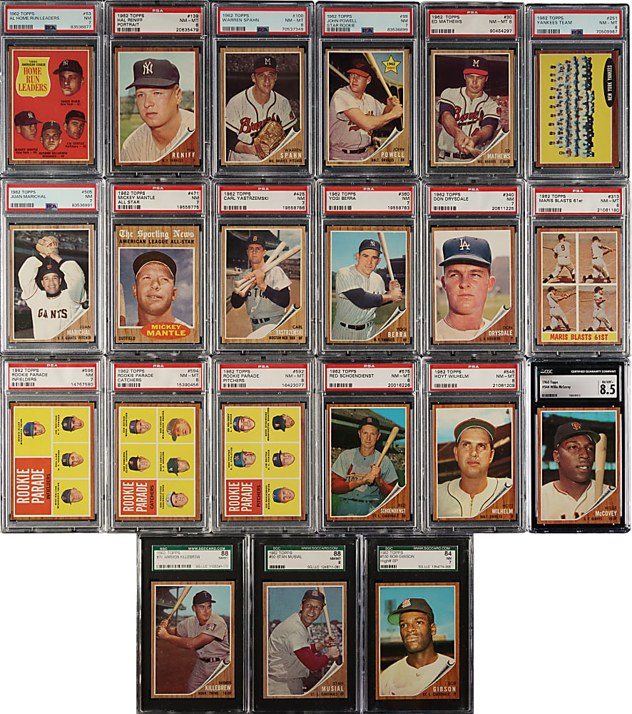 1962 Topps Near-Complete Set (592/598) Plus 46 Variations Including 275 Graded Cards