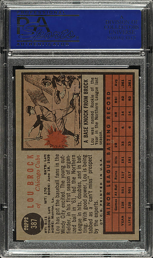 1962 Topps #397 Lou Brock Rookie PSA NM-MT 8