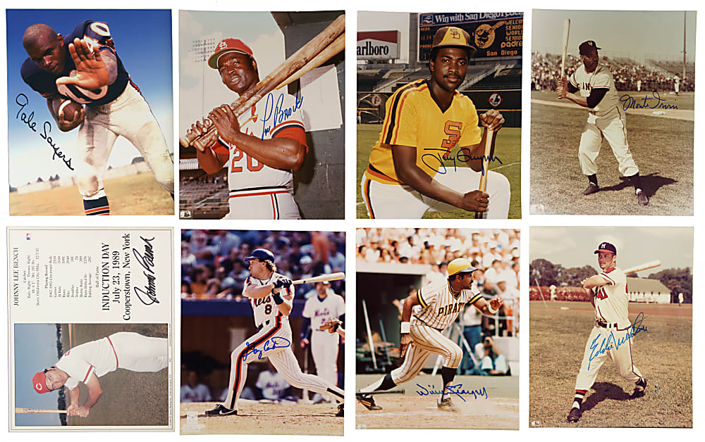 Baseball, Football, and Basketball Signed Photograph and Magazine-Page Collection (49) Including Jim Brown and Willie Mays