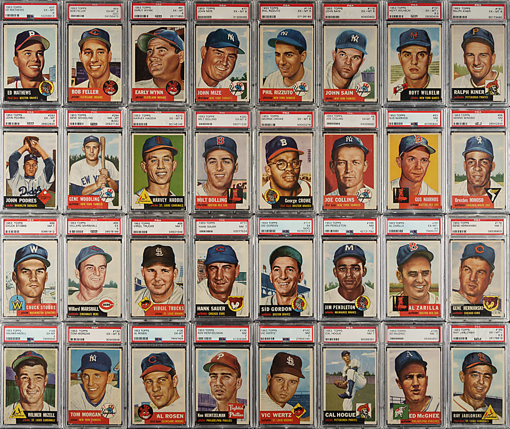 1953 Topps Near-Complete Set (271/274) Including 44 PSA-Graded Cards