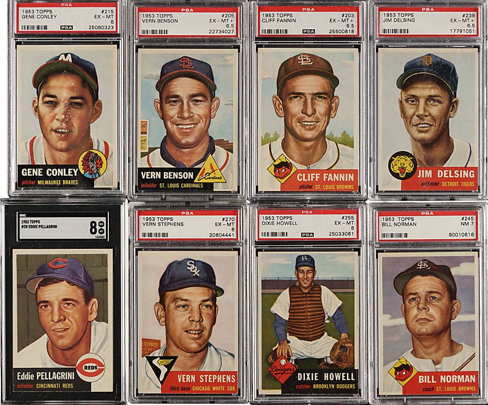 1953 Topps Near-Complete Set (271/274) Including 44 PSA-Graded Cards