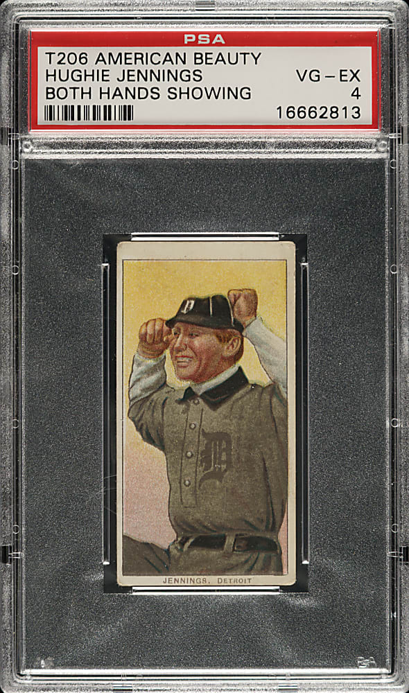1909-1911 T206 White Border Hughie Jennings Both Hands Showing PSA VG-EX 4 - American Beauty 460 Back