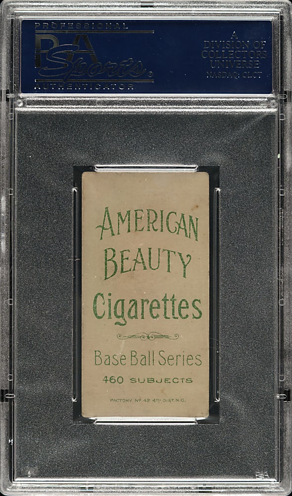 1909-1911 T206 White Border Hughie Jennings Both Hands Showing PSA VG-EX 4 - American Beauty 460 Back